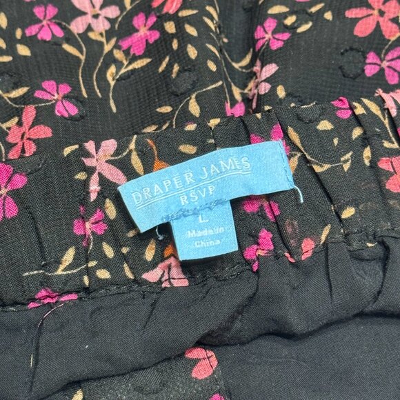 Draper James RSVP Pink Ditsy Floral A-Line Skirt Sz L Button Front Elastic Waist - Picture 8 of 12